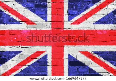 Flag of the United Kingdom painted on brick wall Royalty-Free Stock Photo #1669647877