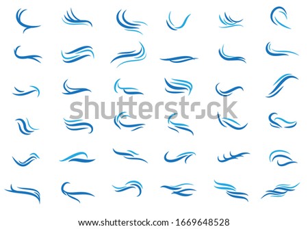 Set of Wave logo template design. Icon wave illustration vector.
