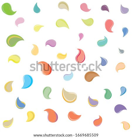 Vectors, Colored drops, retro fashion style 90s. Decoration backgrounds, Cards, letters, printed sheets, fabric print, web publications.