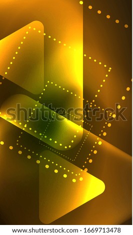Glowing neon shiny transparent abstract geometric shapes with light effects. Techno futuristic vector abstract background For Wallpaper, Banner, Background, Card, Book Illustration, landing page