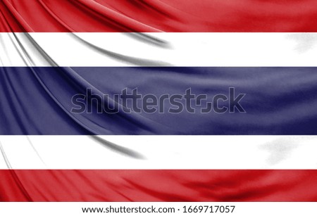 Realistic flag of Thailand on the wavy surface of fabric
