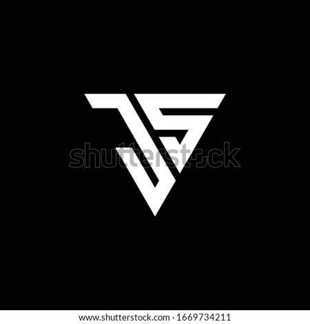 JS Logo letter monogram with triangle shape design template isolated on black background