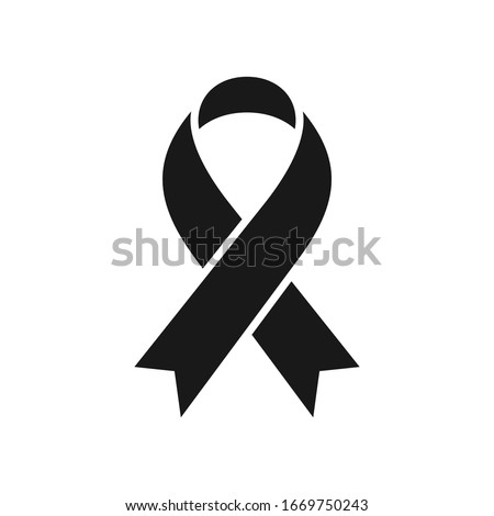 Simple black cancer ribbon icon vector
