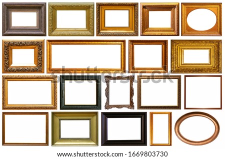 Set of frame frames picture gold silver tree. Royalty-Free Stock Photo #1669803730