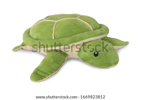 Green turtle doll isolated on white background with clipping path.