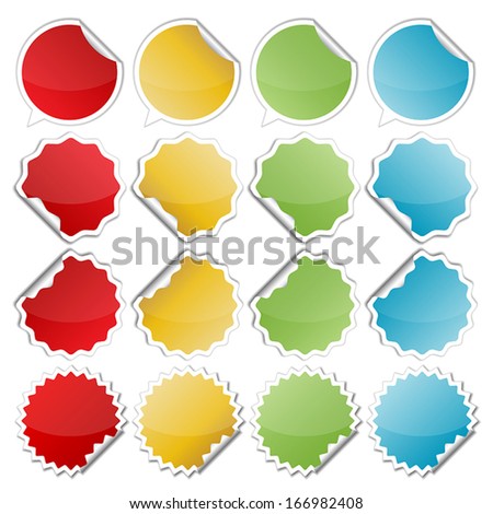 set of blank colorful bended seals. stickers for website. vector.
