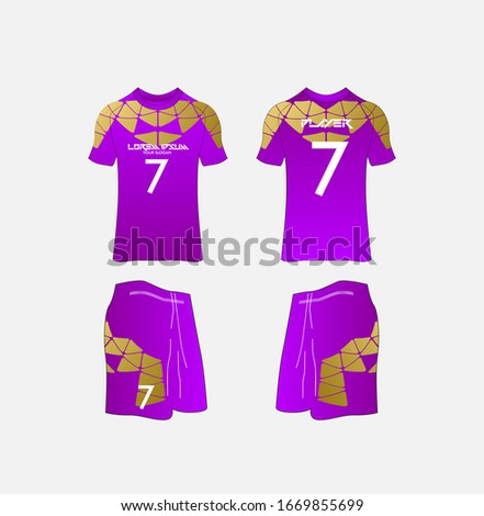 Soccer Jersey and Football Kit Presentation Mockup Template, Front and Back View Including Sportswear Uniform, Shorts and Socks and it is Fully Customization Isolated on White Background.