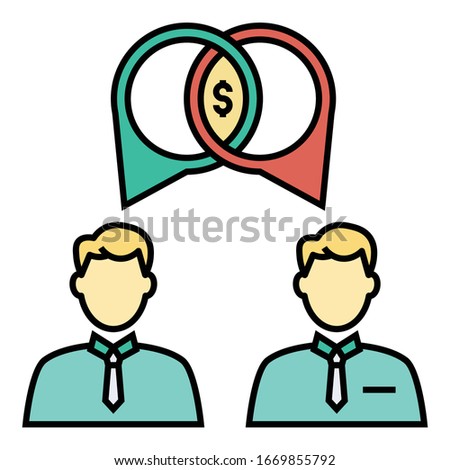 Merger and Acquisition negotiation Concept, Two Businessman bargaining on possible Consolidation on white background, M&A Vector Color Icon Design