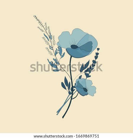 
Wildflowers, natural beauty, healing herbs. Vector graphic in flat style. Nature and natural plants. Pattern for print products