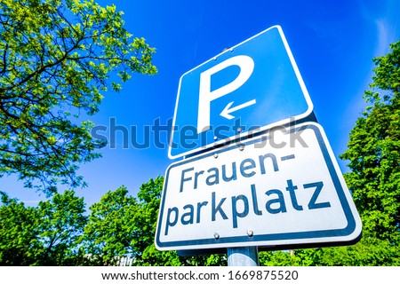 parking sign only for women in germany - translation: parking only for women