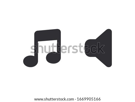 Vector music icon. Sound icon. Musical note. Audio sign. Voice icon. Music icon. Logo template. Ui elements. Sound pictograms. Audio system. Sound designation. Sound accompaniment. Speaker 