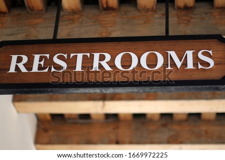 Restroom WC toilet wooden sign