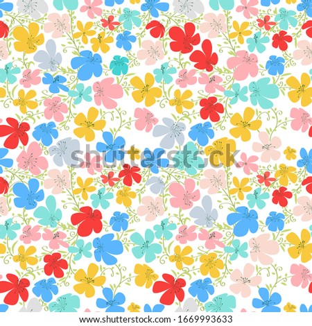 Spring flowers, seamless vector pattern