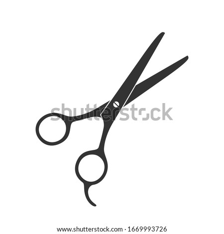 Scissors graphic icon. Shears for hair cutting sign isolated on white background. Barber symbol. Vector illustration
