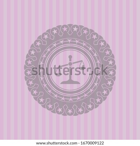 scale icon inside vintage pink emblem