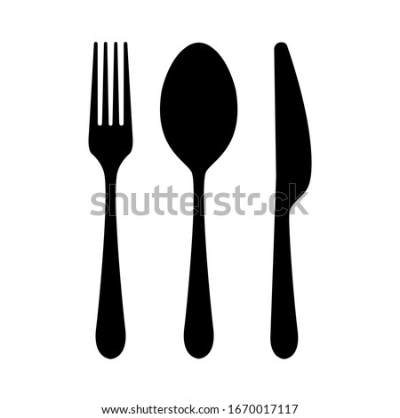 Vector cutlery set. Fork, knife. Flat style. Royalty-Free Stock Photo #1670017117