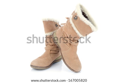 Brown high heels ankle boots isolate on white background . 
