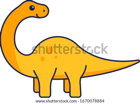 cute yellow brachiosaurus kids dinosaur illustration vector icon