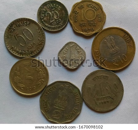 Indian old coins currency image  Royalty-Free Stock Photo #1670098102