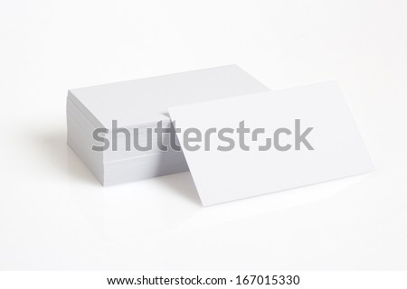 Stack Of Blank White Businesscards on White Background Royalty-Free Stock Photo #167015330