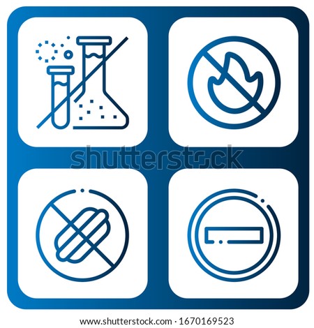 ban simple icons set. Contains such icons as Forbidden, No fire allowed, No food, No entry, can be used for web, mobile and logo