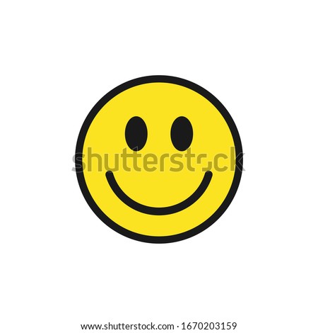 Smiling face vector icon symbol. Yellow smile sign. Simple flat shape happy emotion logo. Isolated on white background. Royalty-Free Stock Photo #1670203159