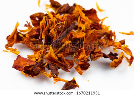 dried marigolds on a white background