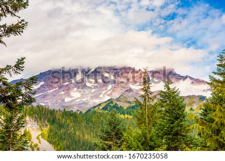 View on Mount Rainier in Mount Rainier National Park Washington USA