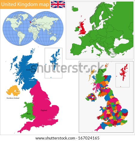Administrative divisions of United Kingdom Royalty-Free Stock Photo #167024165