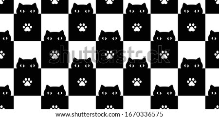 cat seamless pattern kitten paw footprint vector calico pet checked scarf isolated repeat background cartoon tile wallpaper doodle illustration design