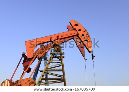 Two pumping unit is operating in the oil field  