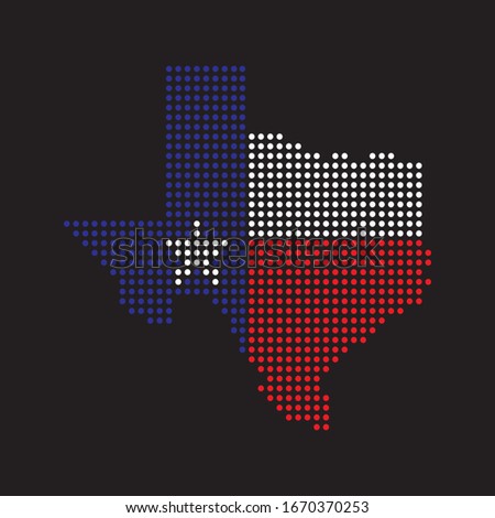 Texas dotted map design vector, Texas flag inside the map, Vector illustration.