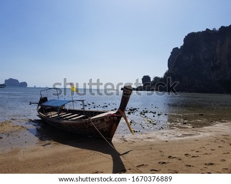 Longtail boat on Railay Beach in Thailand 
