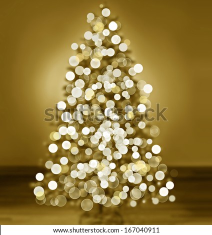Bokeh silhouette of Christmas tree