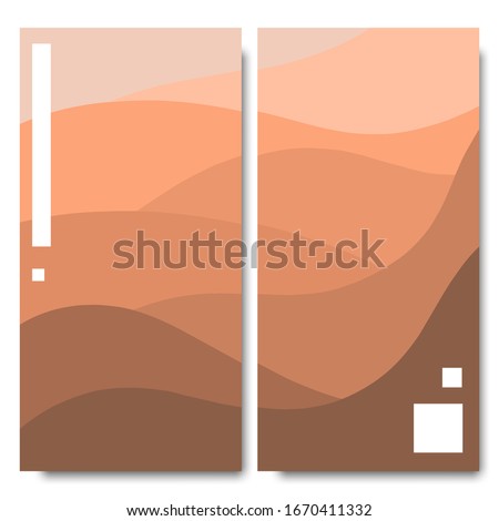 Set of cover backgrounds of desert landscape. Abstract wavy template banners in warm colors. Two vector flat illustrations for magazine, brochures, poster.