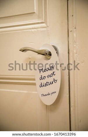 Do not disturb table on the room door handle