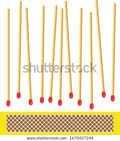 Matchbox with various matches scattered Royalty-Free Stock Photo #1670427244