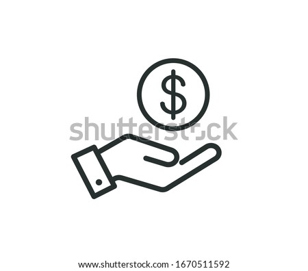 Dollar in hand icon. Save money icon. Vector illustration. Royalty-Free Stock Photo #1670511592