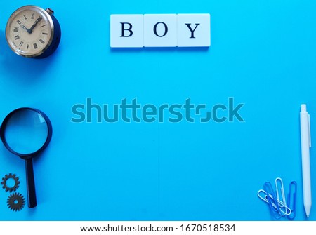 the boy's objects for boy announcement card