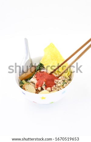 Noodles on the white background