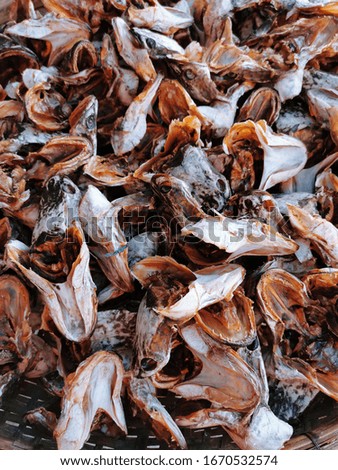 Dried fish preparing for sale in Thailand market.