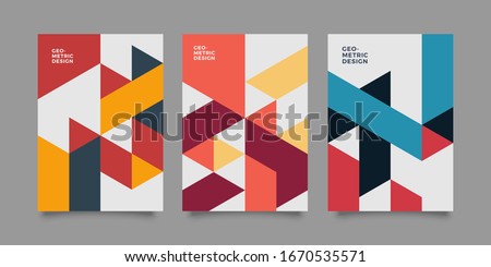 Flat retro geometric covers design. Colorful modernism. Simple shapes composition. Futuristic patterns. Eps10 layered vector. Royalty-Free Stock Photo #1670535571