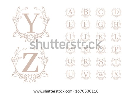 Frame feminine floral initial logo templates. Alphabet logo template. Vector illustration EPS 10