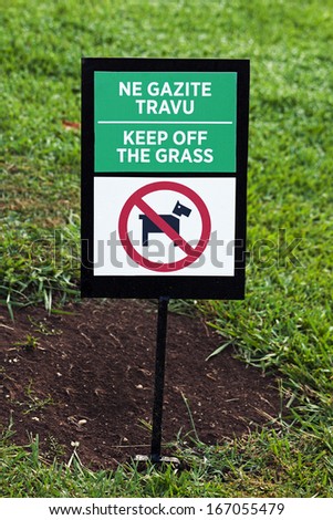 sign on a grass 
