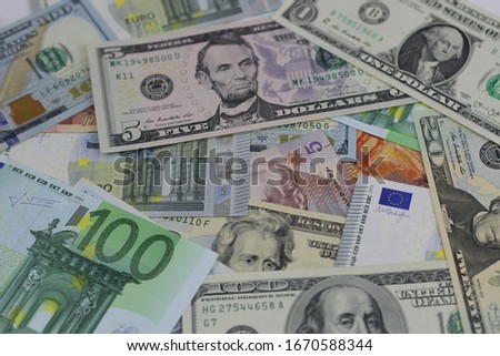 various currencies from countries spanning the World . financial crisis 2020