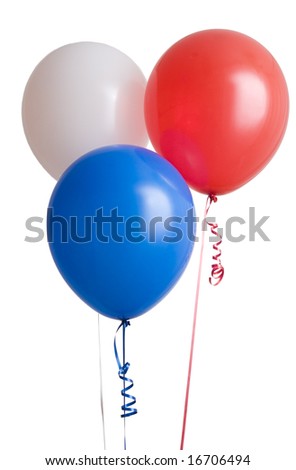 Three colorful balloons isolated on white background Royalty-Free Stock Photo #16706494