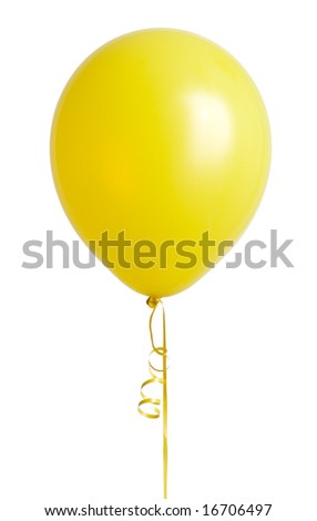 Vibrant yellow balloon isolated on white background Royalty-Free Stock Photo #16706497
