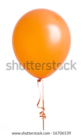 Vibrant orange balloon isolated on white background Royalty-Free Stock Photo #16706539