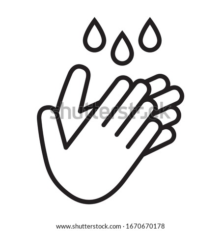 Wash / washing hands to keep clean line art vector icon for websites and print