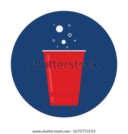 Red beer cup. Cup vector. symbol. free space for text. wallpaper.